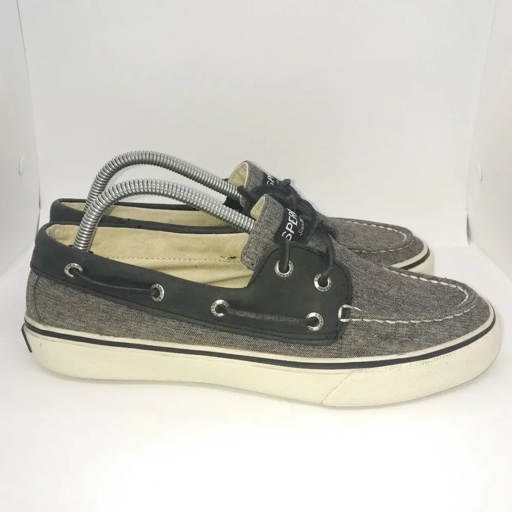 Sperry Top Sider Bahama 2 Leather Collar Boat Shoes Men's Size 9 M Black, White‎ - Picture 2 of 8
